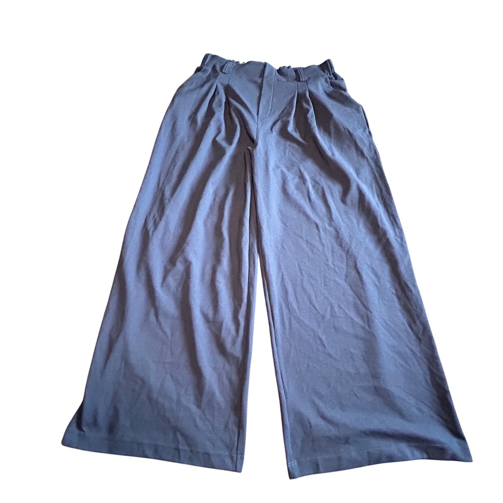 Halara Navy Blue High Waisted Wide Leg Pleated Pants Large Petite